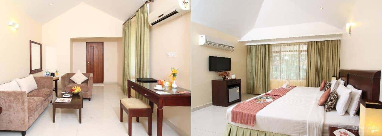 Classic Room with bed and sitting area - Silent Shores best spa resort in Mysore - Resort near me