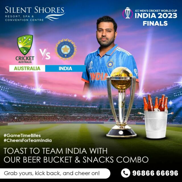 Exclusive live screening of IND vs AUS! Don't miss the finale evening at our lawn with some amazing beer bucket offers and snacks.

Let the emotions run high!!

Sunday, 6pm onwards(Outdoor live screening)

Contact: +91 9686666696
📍@silentshores.resort.mysore