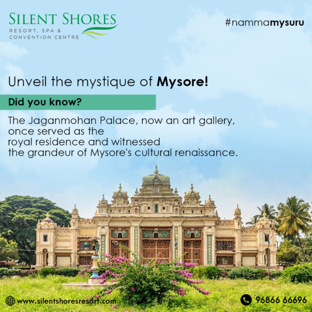 Step into the enchanting past at Jaganmohan Palace, where history and art converge. 🏰✨ Once a regal residence, now a mesmerizing art gallery, each corner unveils the mystique of Mysore. Discover the royal legacy through captivating exhibits. A journey through time awaits at the heart of heritage. 

#JaganmohanArtGallery #MysoreMagic #nammamysuru #silentshoresresort